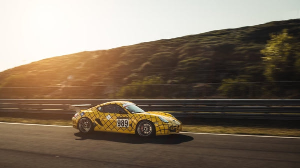 racing car in sun set