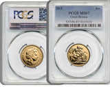 PCGS-Graded British Sovereign £1 Elizabeth II 2015 MS67