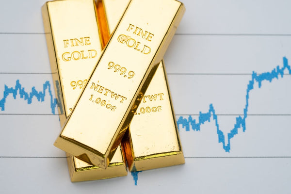 gold bars with graph