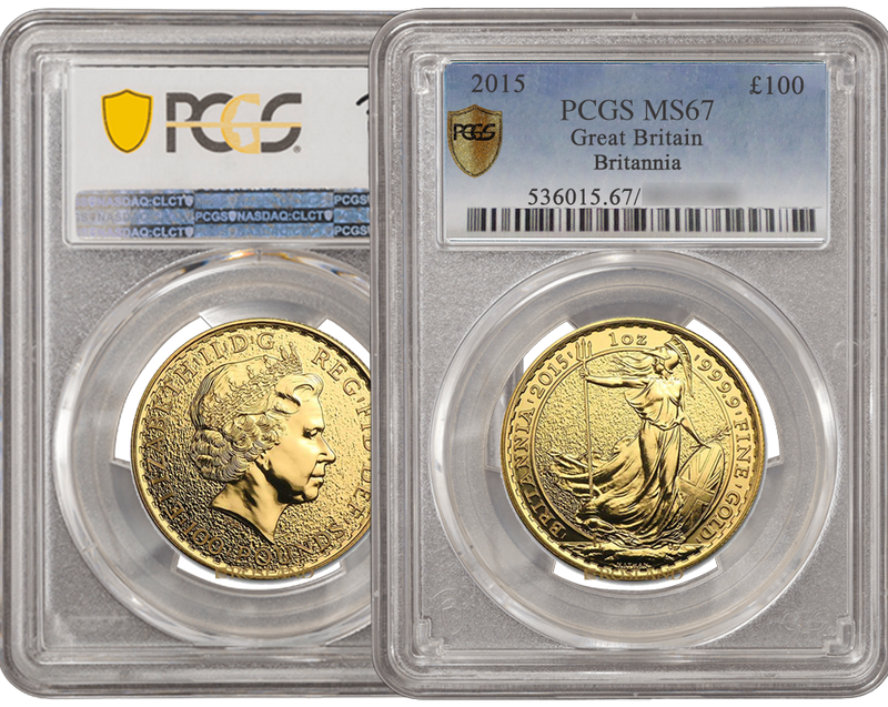 Britannia £100 1oz PCGS 2015 MS64-67