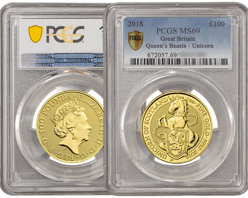The Queen's Beasts 2018 24k Unicorn of Scotland MS68