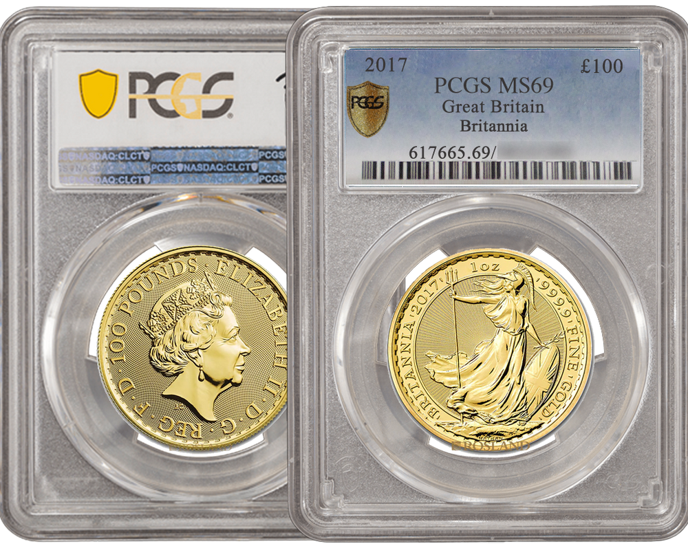 Britannia £100 1oz PCGS 2017 MS69 | Rosland Gold