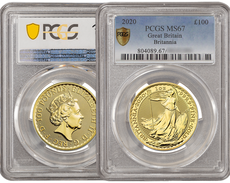 Britannia £100 1oz PCGS 2020 MS67