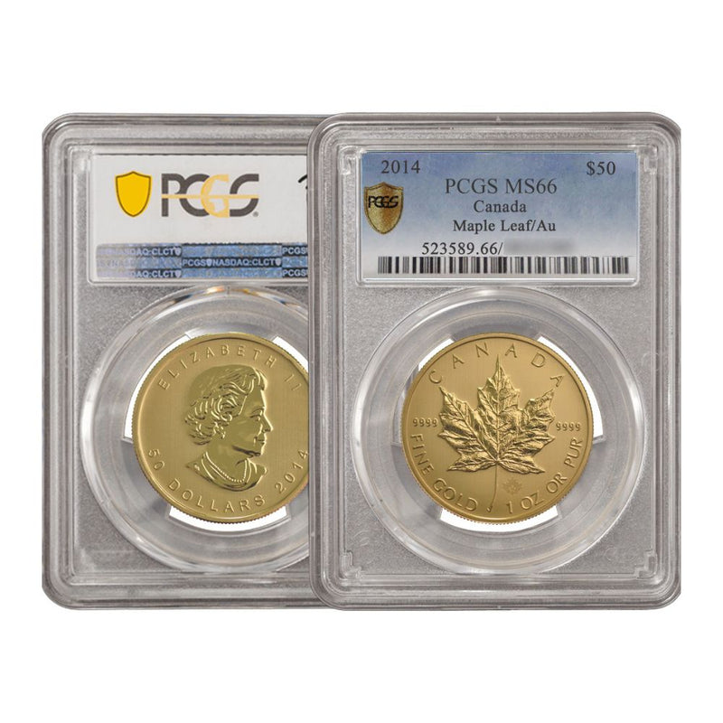 PCGS-graded 2014 Canada Maple Leaf 1oz Random