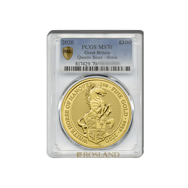 The Queen's Beasts 2020 24k Gold White Horse MS70