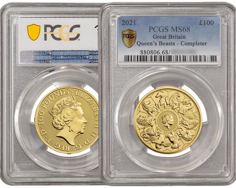 The Queen's Beasts 2021 24k Gold Completer Coin MS68