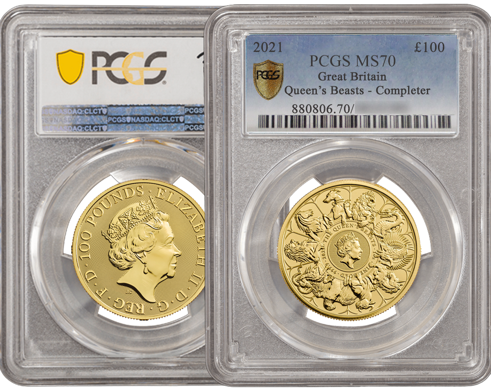 The Queen's Beasts 2021 24k Gold Completer Coin MS70