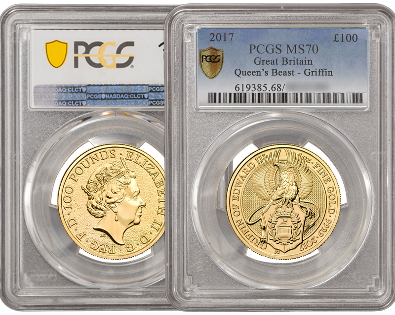 The Queen's Beasts 2017 24k Gold Griffin of Edward III MS68