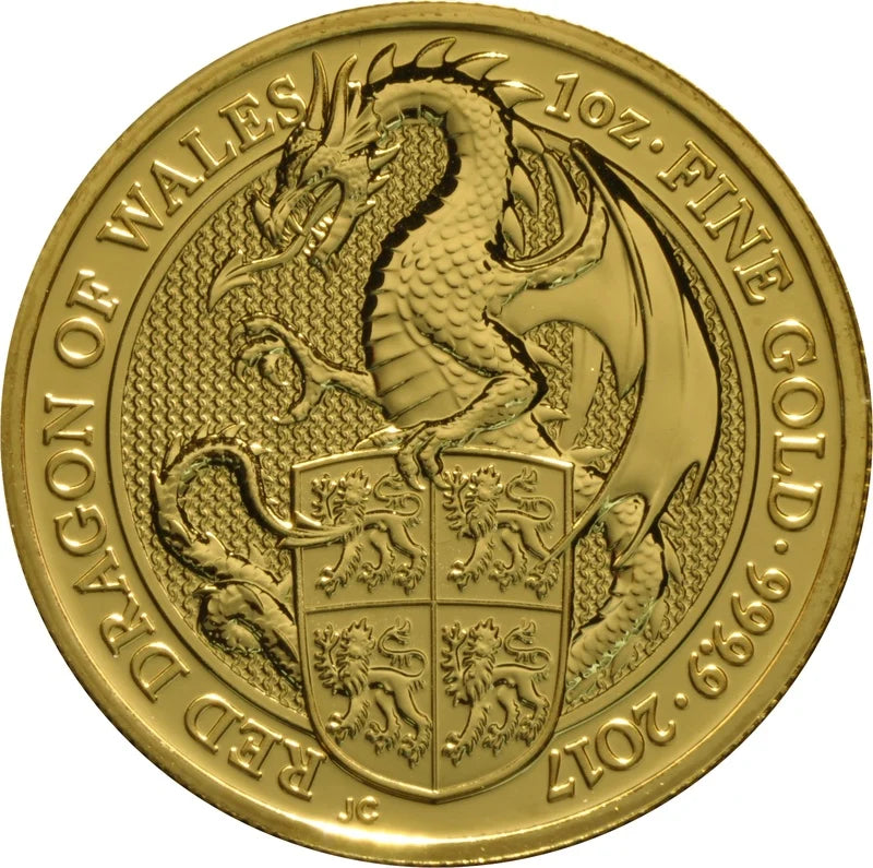 The Queen's Beasts 2017 24k Red Dragon of Wales MS69