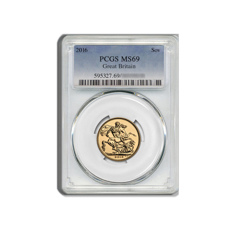PCGS-Graded British Sovereign £1 Elizabeth II 2016 MS69