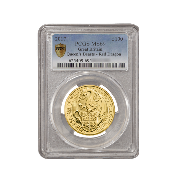 The Queen's Beasts 2017 24k Red Dragon of Wales MS69