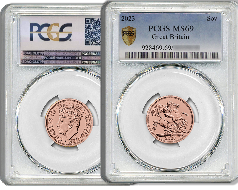 PCGS-Graded British Sovereign £1 Charles III 2023 MS69 | Rosland Gold