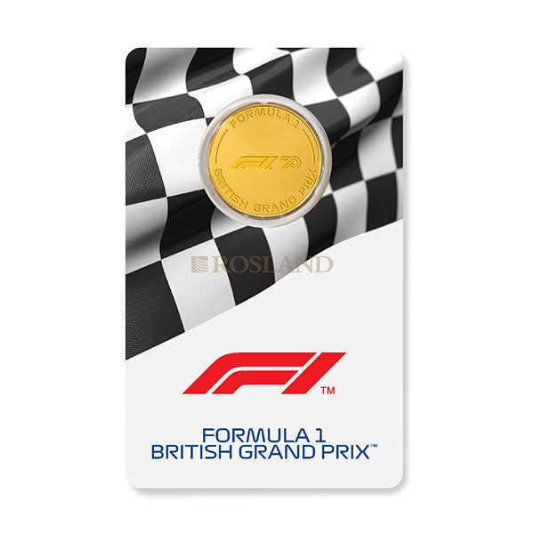 1 4 ounce 2020 Formula 1 PAMP British Grand Prix gold coin blister front