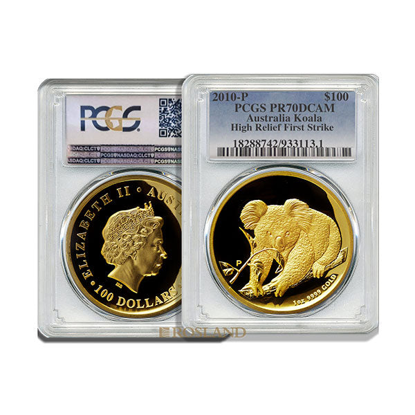 1 ounce gold coin 2010 australia koala pr70dcam fs hr blister double