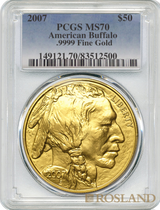 2007 goldmuenze 1 unze-american-buffalo-blister pcgs ms70 vorderseite