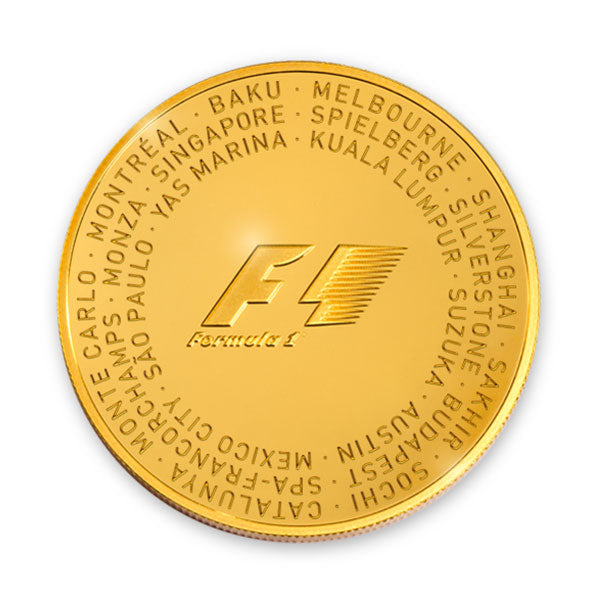 F1 2017 Gold 40mm Coin Reverse