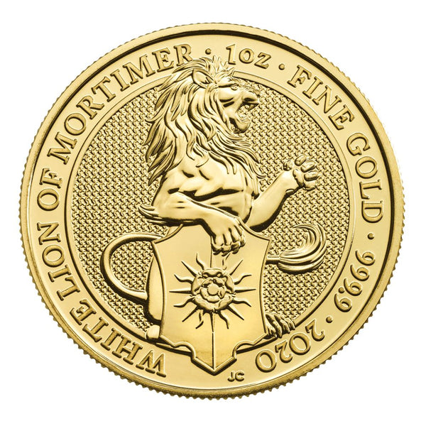 The Queen's Beasts 2021 24k Gold White Lion MS70