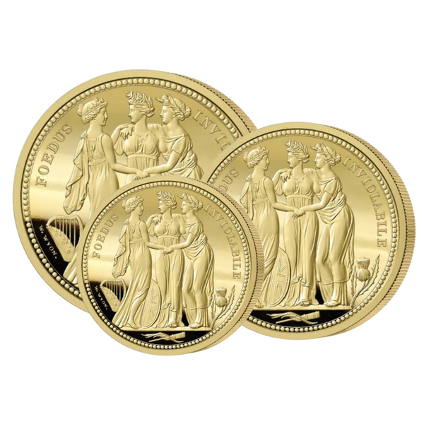 Three Graces of William Wyon 22k Gold Sovereign Set